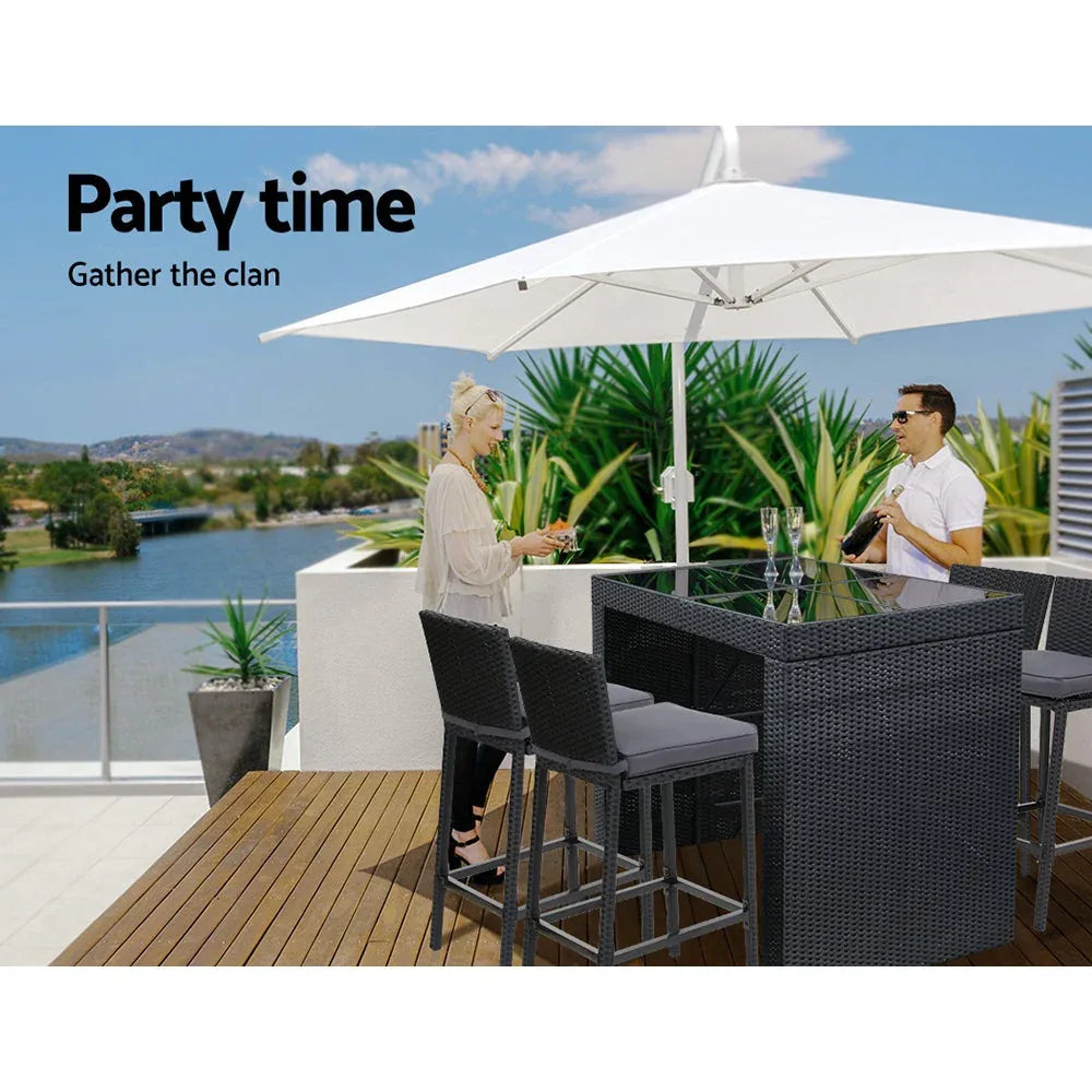 Gardeon Outdoor Bar Set Table Chairs Stools Rattan Patio Furniture 4 Trustymall