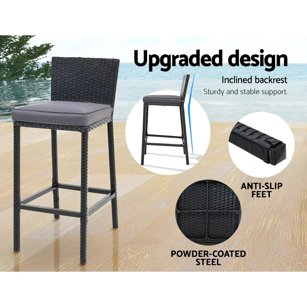 Gardeon Outdoor Bar Set Table Chairs Stools Rattan Patio Furniture 4 Trustymall