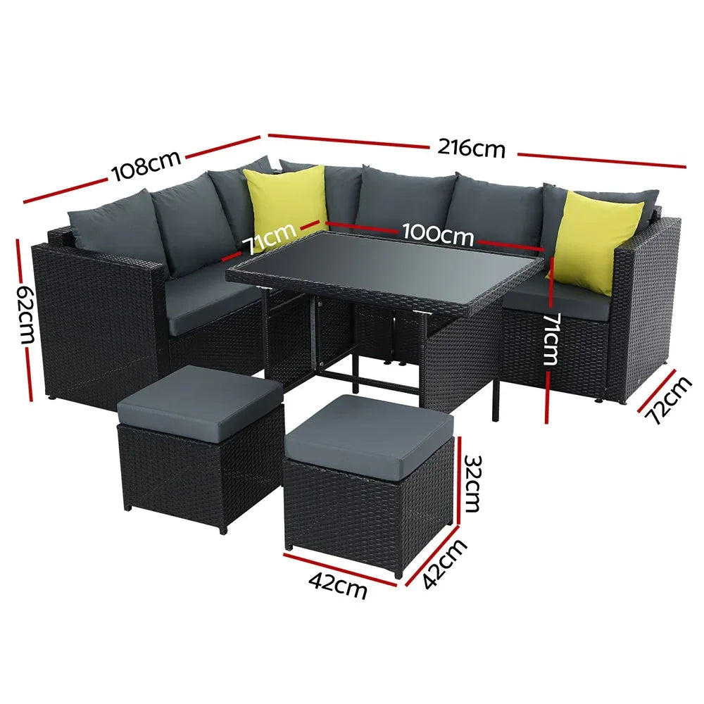 Gardeon Outdoor Furniture Patio Set Dining Sofa Table Chair Lounge Trustymall