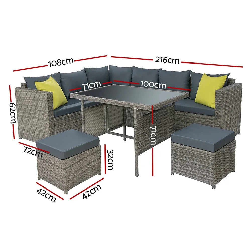 Gardeon Outdoor Furniture Patio Set Dining Sofa Table Chair Lounge Trustymall