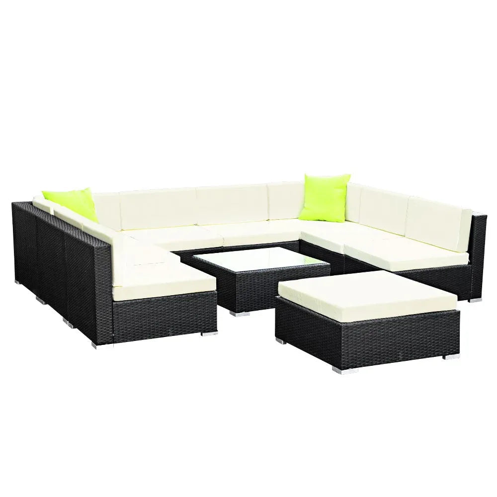 Gardeon 10PC Outdoor Furniture Sofa Set Wicker Garden Patio Lounge Trustymall