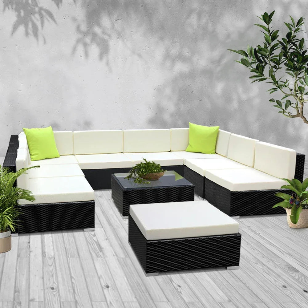 Gardeon 10PC Outdoor Furniture Sofa Set Wicker Garden Patio Lounge Trustymall
