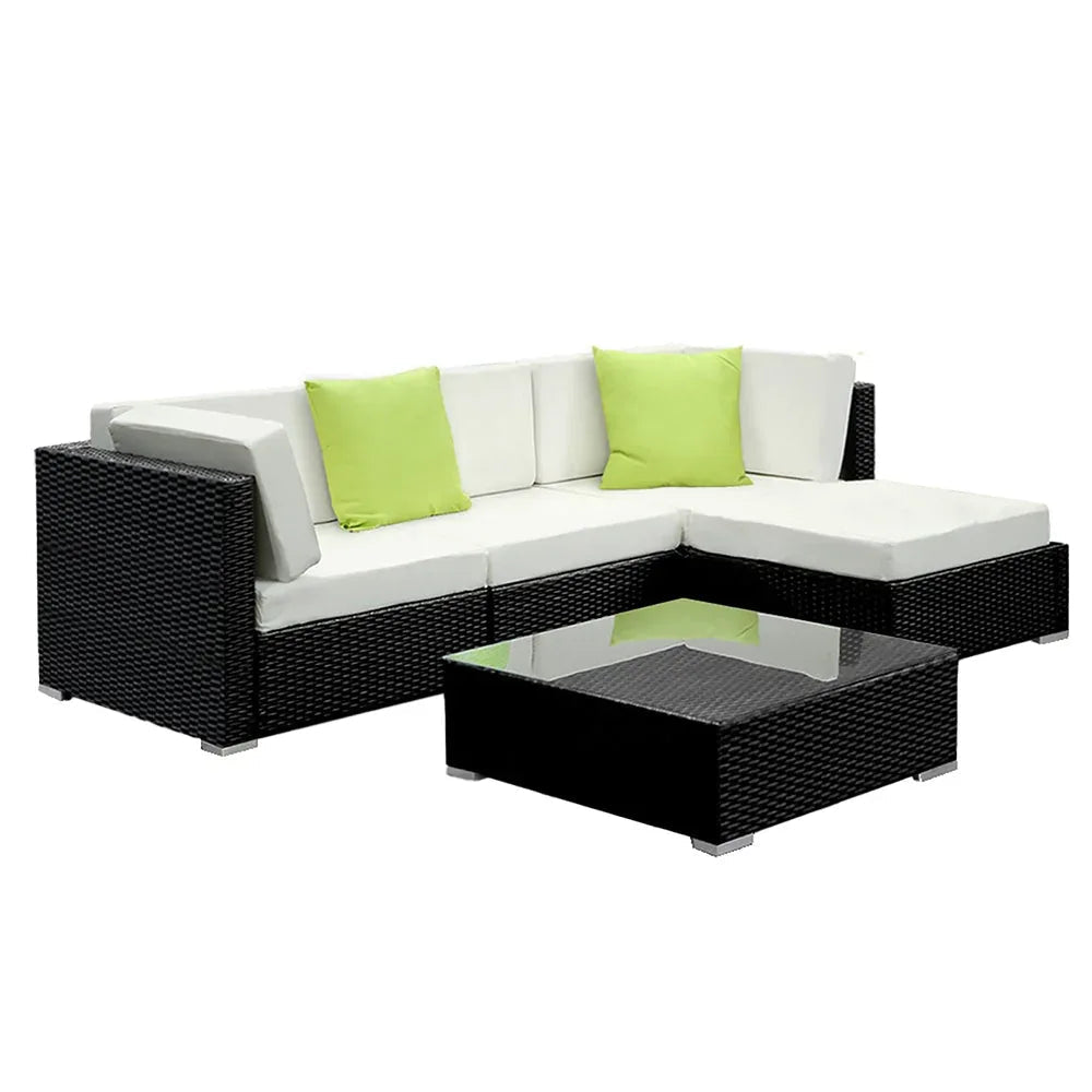 Gardeon 5PC Outdoor Furniture Sofa Set Wicker Garden Patio Pool Lounge Trustymall