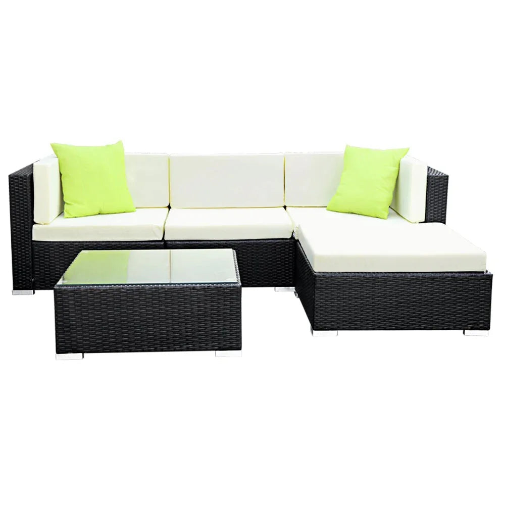 Gardeon 5PC Outdoor Furniture Sofa Set Wicker Garden Patio Pool Lounge Trustymall