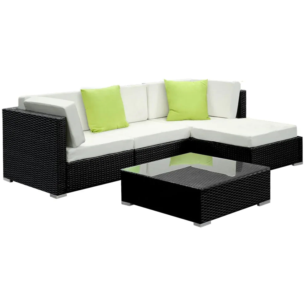 Gardeon 5PC Outdoor Furniture Sofa Set Wicker Garden Patio Pool Lounge Trustymall
