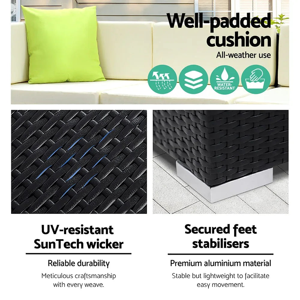 Gardeon 5PC Outdoor Furniture Sofa Set Wicker Garden Patio Pool Lounge Trustymall