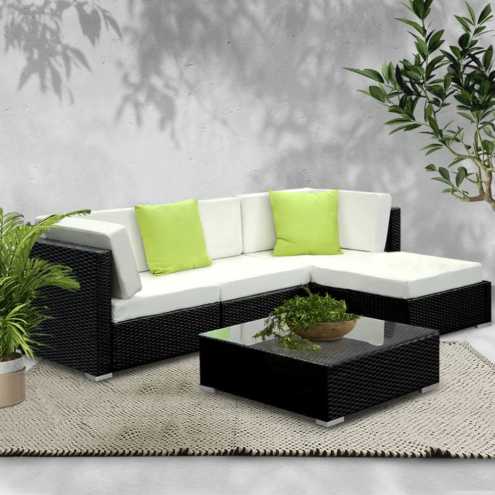 Gardeon 5PC Outdoor Furniture Sofa Set Wicker Garden Patio Pool Lounge Trustymall