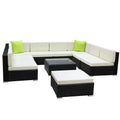 Gardeon 10PC Outdoor Furniture Sofa Set Wicker Garden Patio Lounge Trustymall