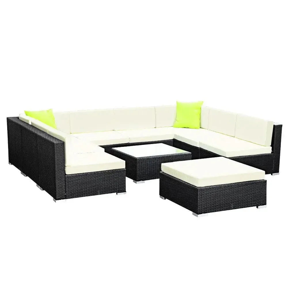 Gardeon 10PC Outdoor Furniture Sofa Set Wicker Garden Patio Lounge Trustymall