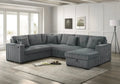 Best Quality Furniture 3 Piece Sectional w Pullout Bed in Gray Corduroy Velvet - Haus Of Elevation