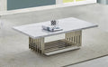 Best Quality Furniture White Marble Coffee Table with Stainless Steel Base - Haus Of Elevation