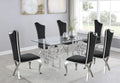 Rectangular Clear Glass 7pc Dining Set with Silver Stainless Steel Base - Haus Of Elevation