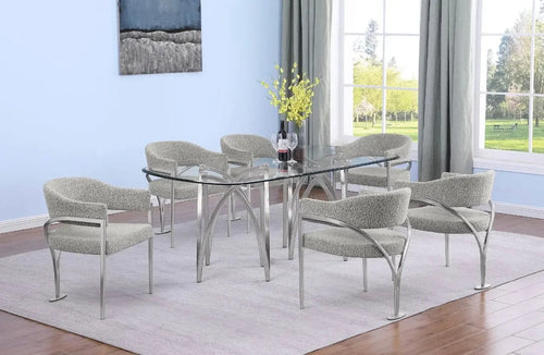 Best Quality Furniture 78" x 42" Rounded Rectangular Clear Glass Dining Set - Haus Of Elevation