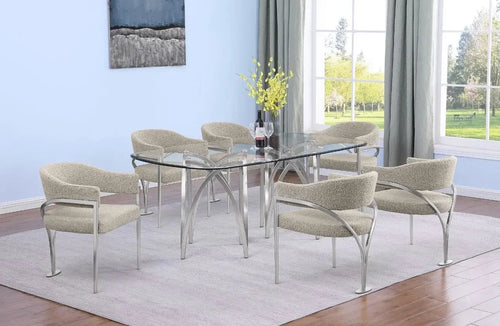 Best Quality Furniture 78" x 42" Rounded Rectangular Clear Glass Dining Set - Haus Of Elevation