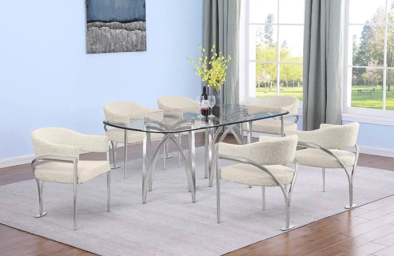 Best Quality Furniture 78" x 42" Rounded Rectangular Clear Glass Dining Set - Haus Of Elevation