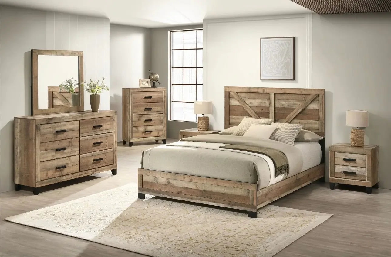Best Quality Furniture 6 Piece Weathered Brown Pine Wood Bedroom Set in - Haus Of Elevation