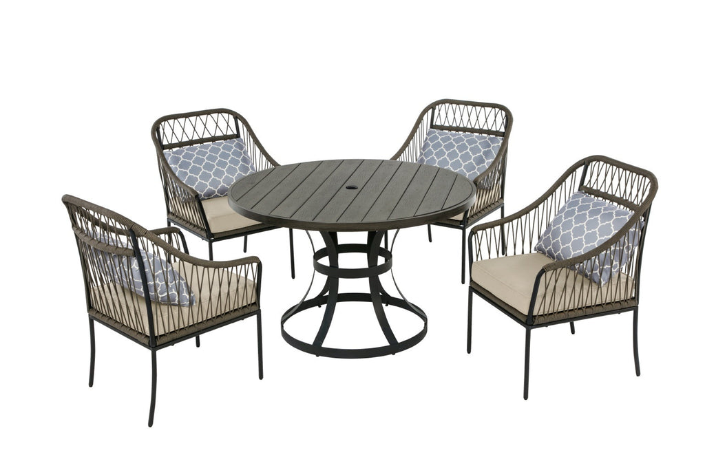 Best Quality Furniture 5 Piece Outdoor Patio Set in Gray Steel Metal Haus of Elevation