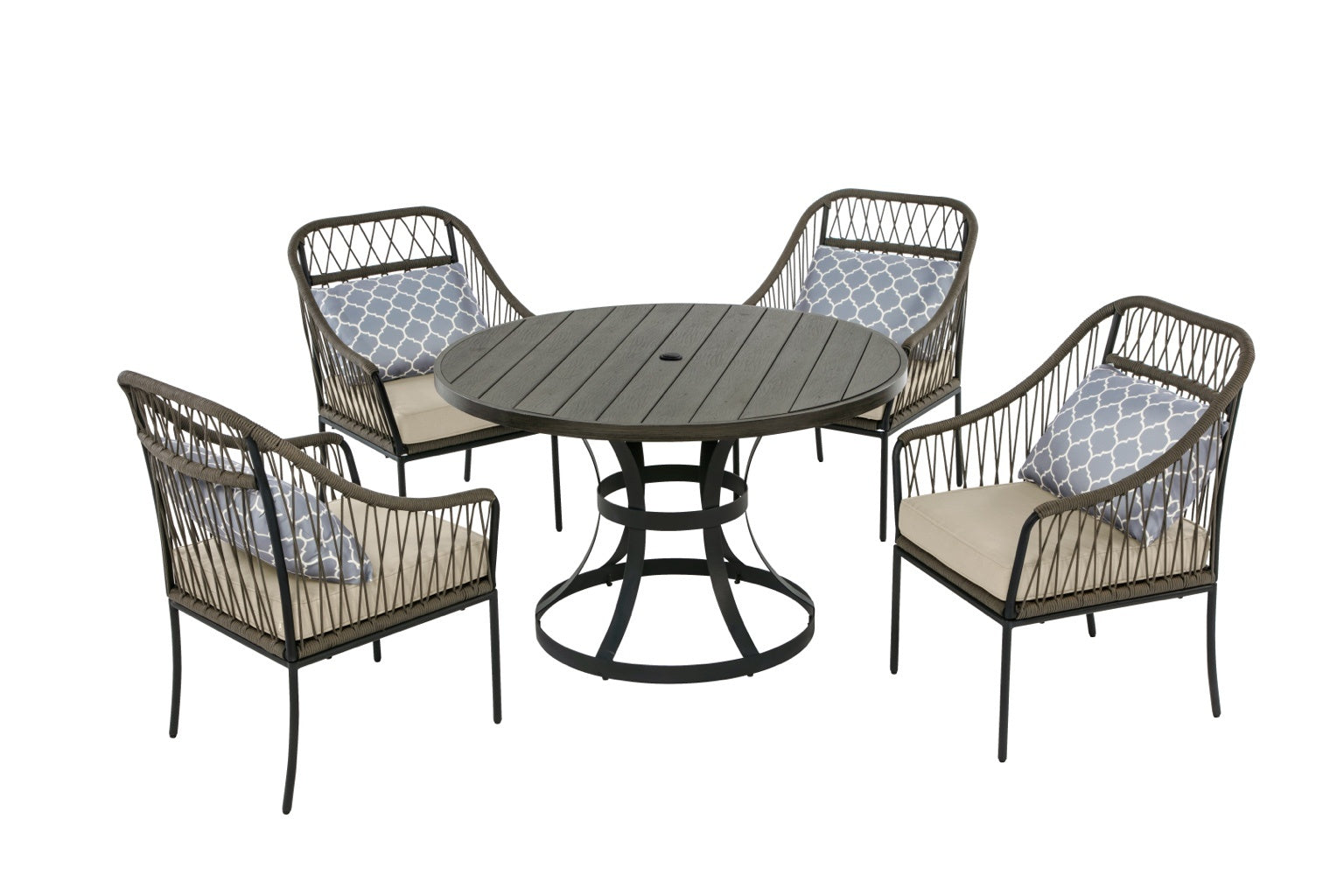 Best Quality Furniture 5 Piece Outdoor Patio Set in Gray Steel Metal Haus of Elevation