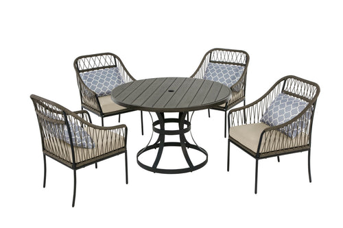 Best Quality Furniture 5 Piece Outdoor Patio Set in Gray Steel Metal Haus of Elevation