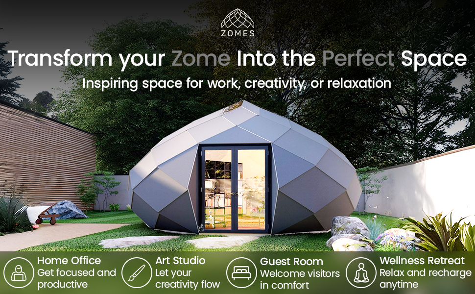 Patio Elegance Zomes Pod – 120 sq ft Eco-Friendly Outdoor Office Pod Patio Elegance