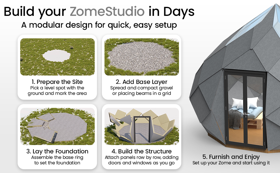 Patio Elegance Zomes Pod – 120 sq ft Eco-Friendly Outdoor Office Pod Patio Elegance