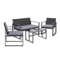 Gardeon 4PC Outdoor Furniture Patio Table Chair Black Trustymall