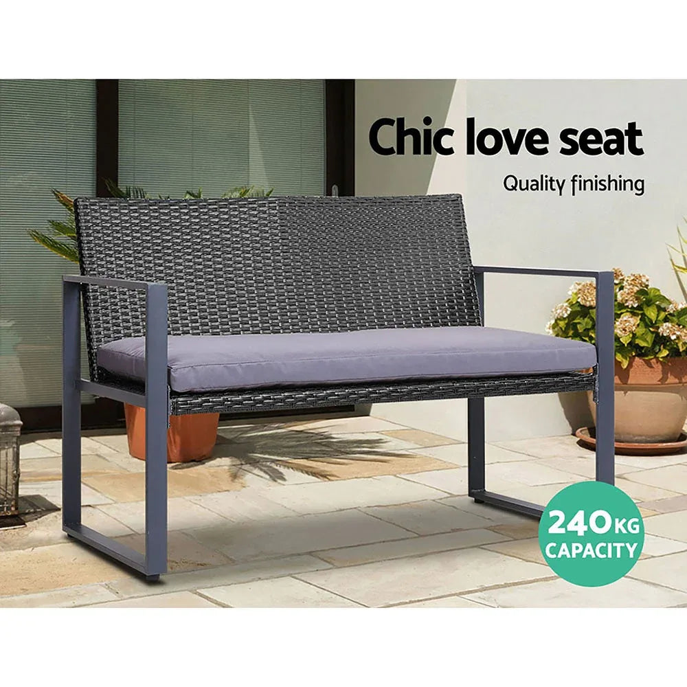 Gardeon 4PC Outdoor Furniture Patio Table Chair Black Trustymall