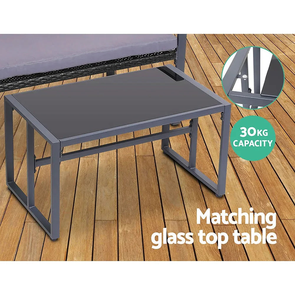 Gardeon 4PC Outdoor Furniture Patio Table Chair Black Trustymall