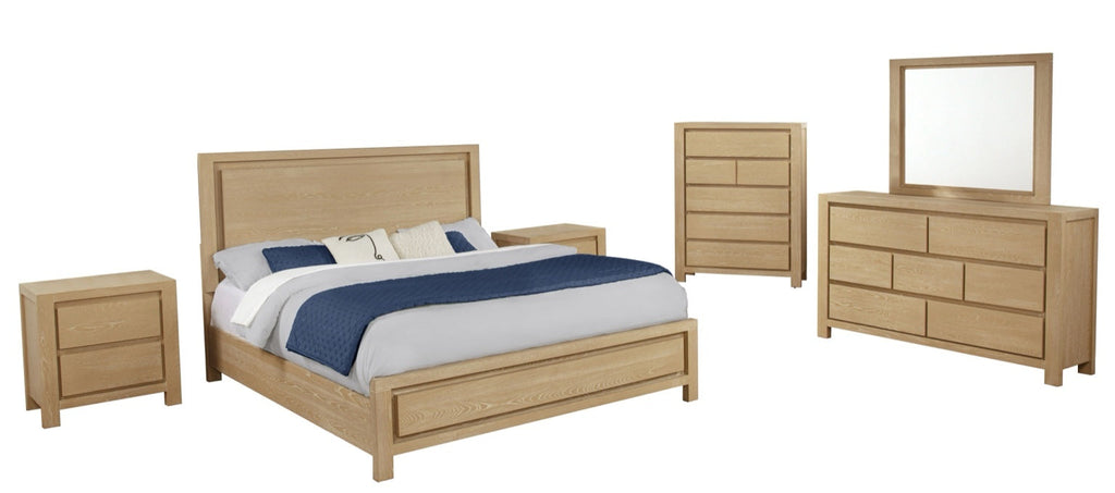 Best Quality Furniture Light Brown Oak Wood Bedroom Set with Charging Station Haus of Elevation