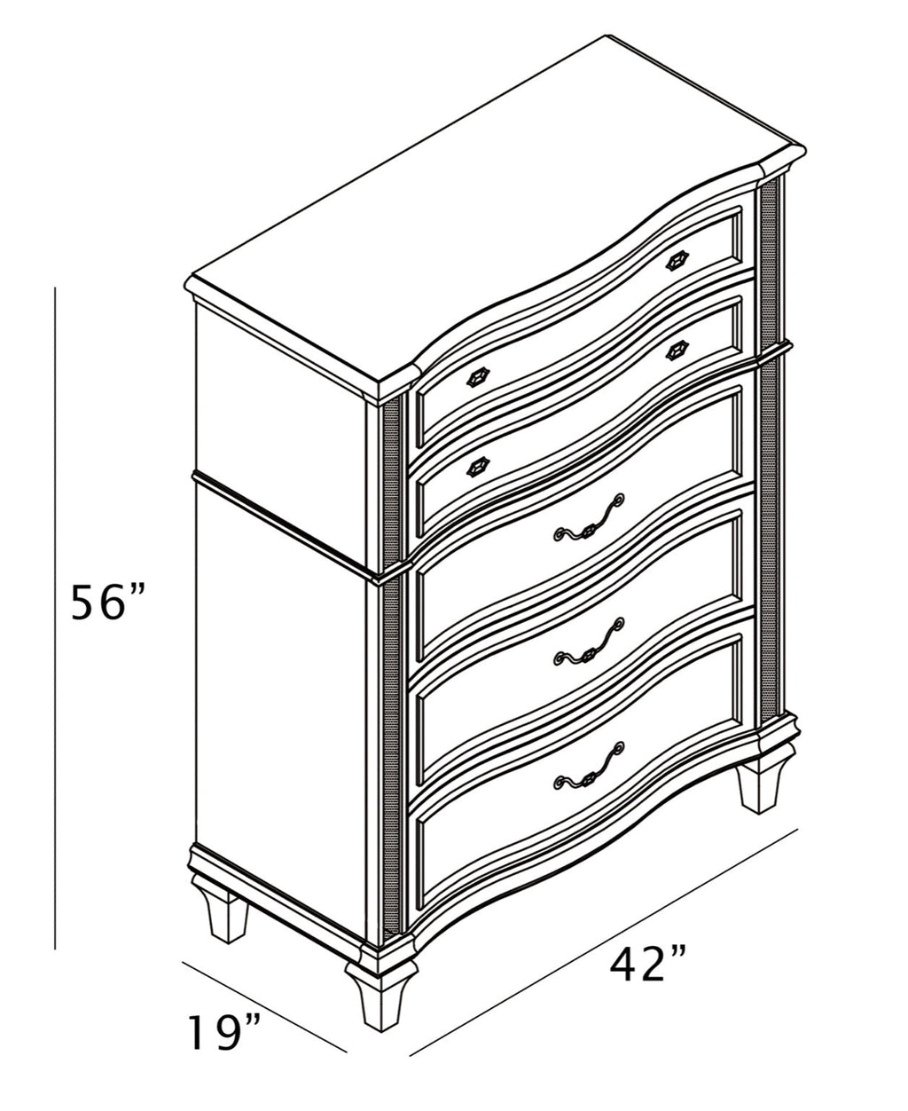 Best Quality Furniture Silver Embossed Wood Bedroom Set with Panel Bed Haus of Elevation