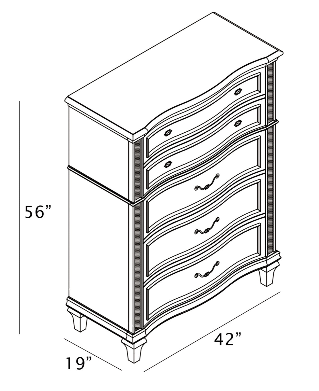 Best Quality Furniture Silver Embossed Wood Bedroom Set with Panel Bed Haus of Elevation