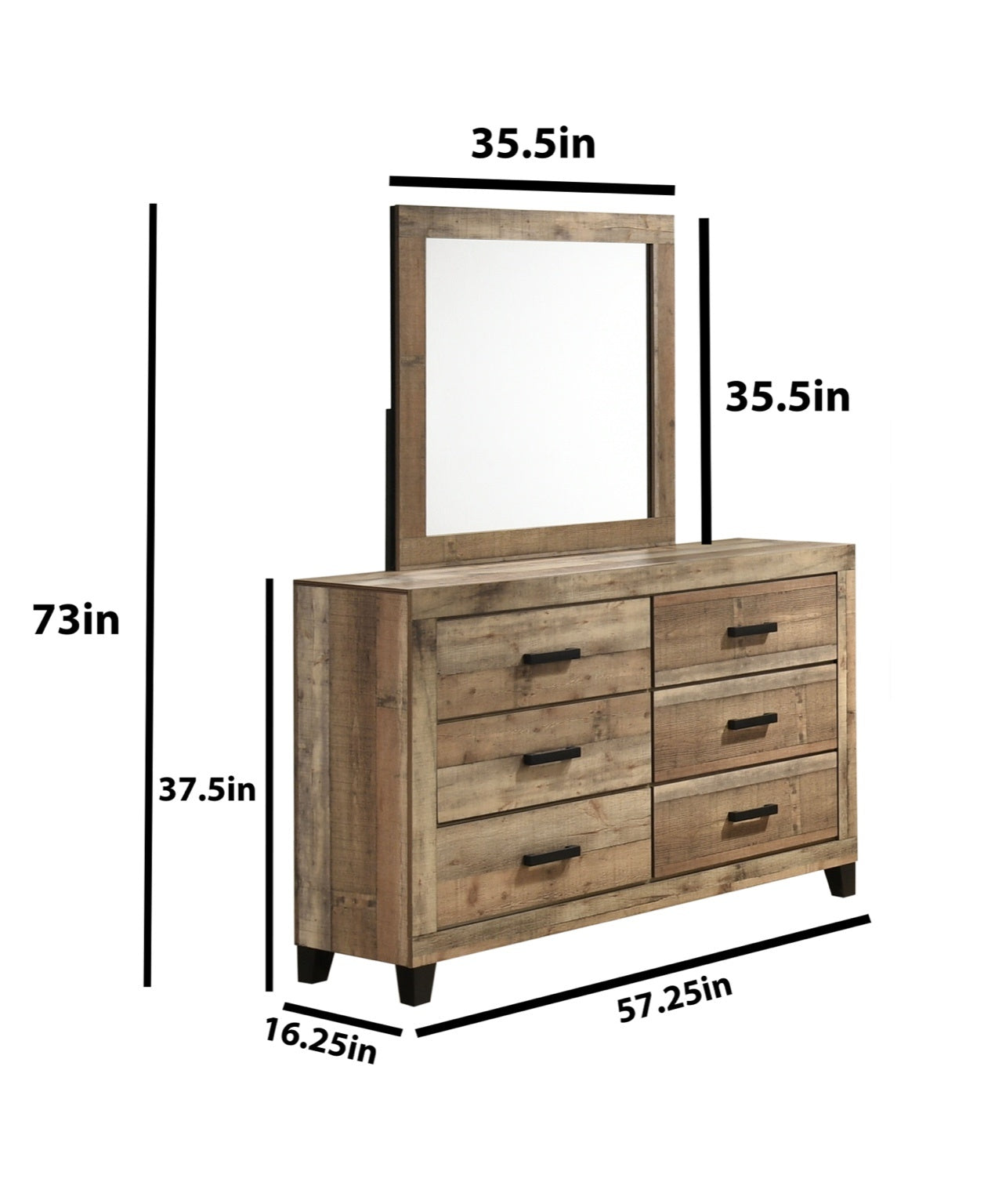 Best Quality Furniture 6 Piece Weathered Brown Pine Wood Bedroom Set in Haus of Elevation