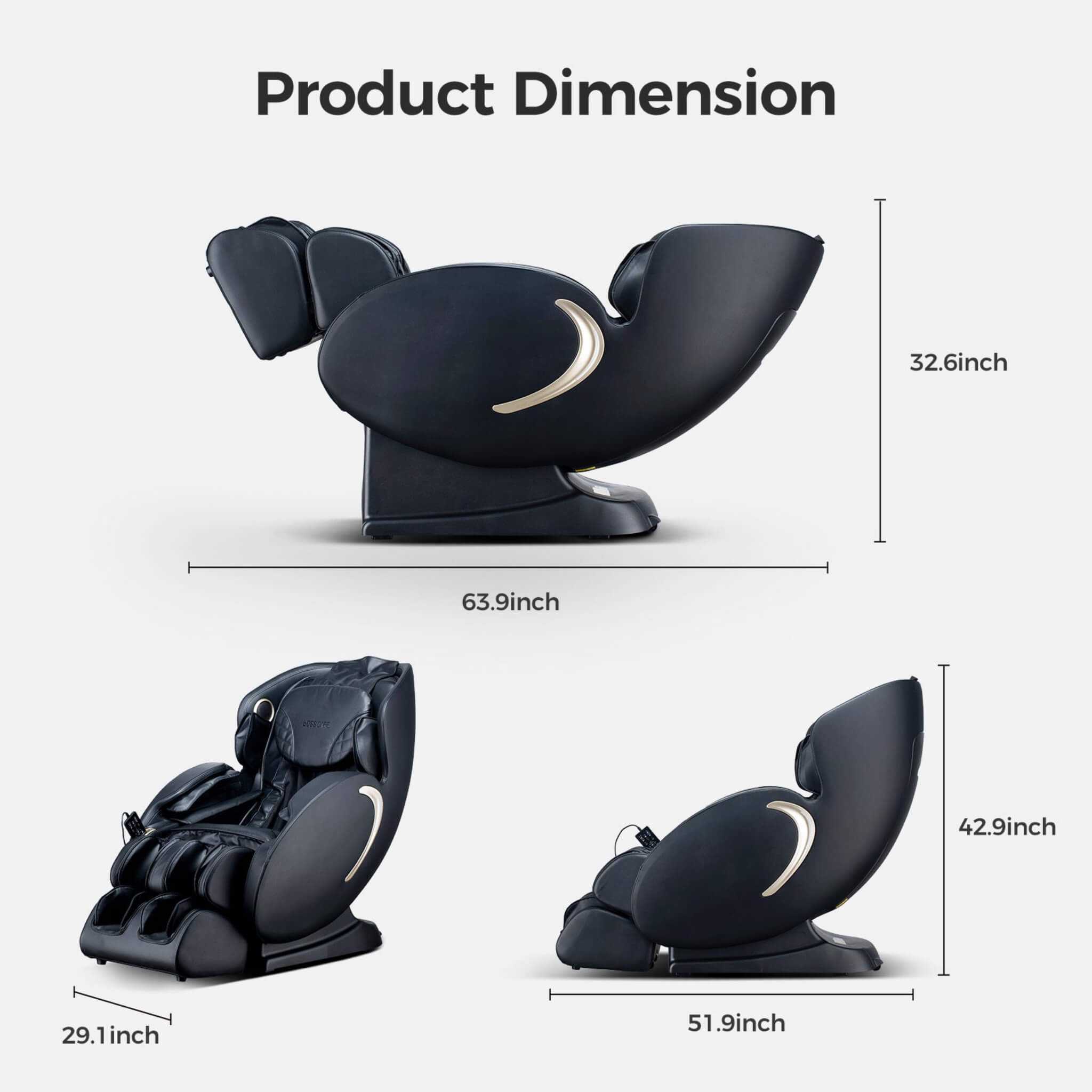Bosscare Full Body 3D Zero Gravity Shiatsu Recliner Massage Chair With App (SAK32840) SAKSBY WHOLESALE