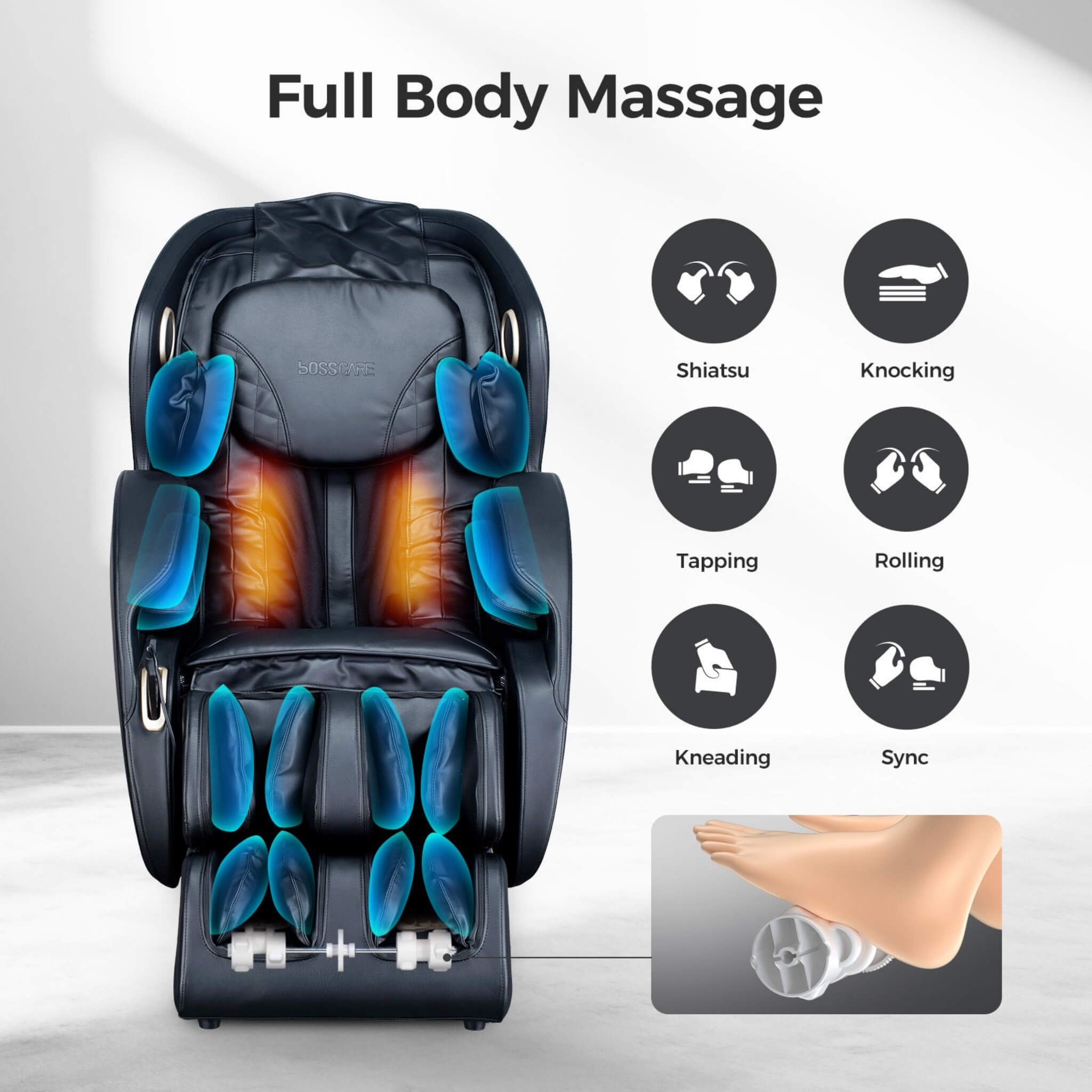 Bosscare Full Body 3D Zero Gravity Shiatsu Recliner Massage Chair With App (SAK32840) SAKSBY WHOLESALE