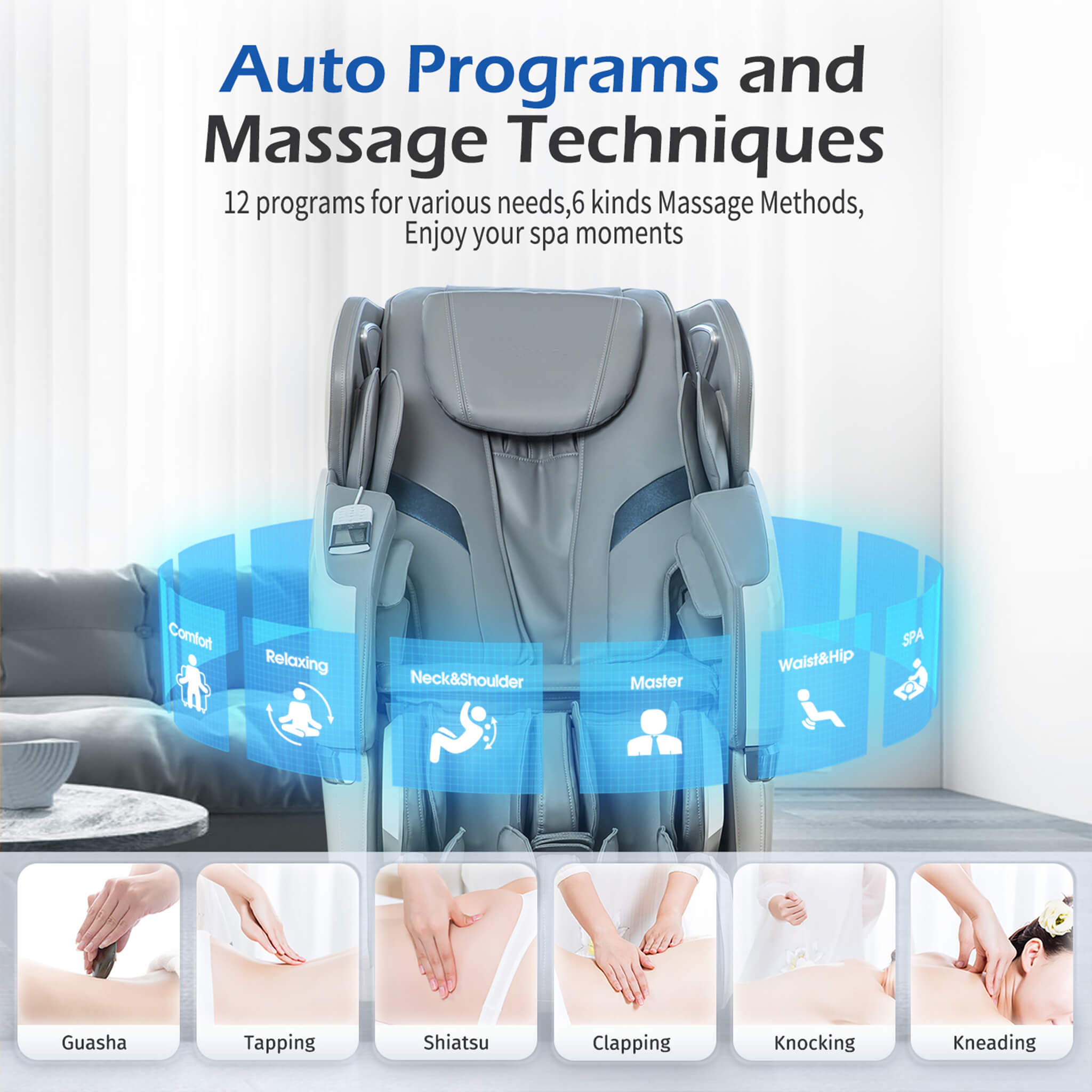 Bosscare Premium Full Body Zero Gravity Massage Chair With Ai Voice And App Control, Gray (SAK35970) SAKSBY WHOLESALE