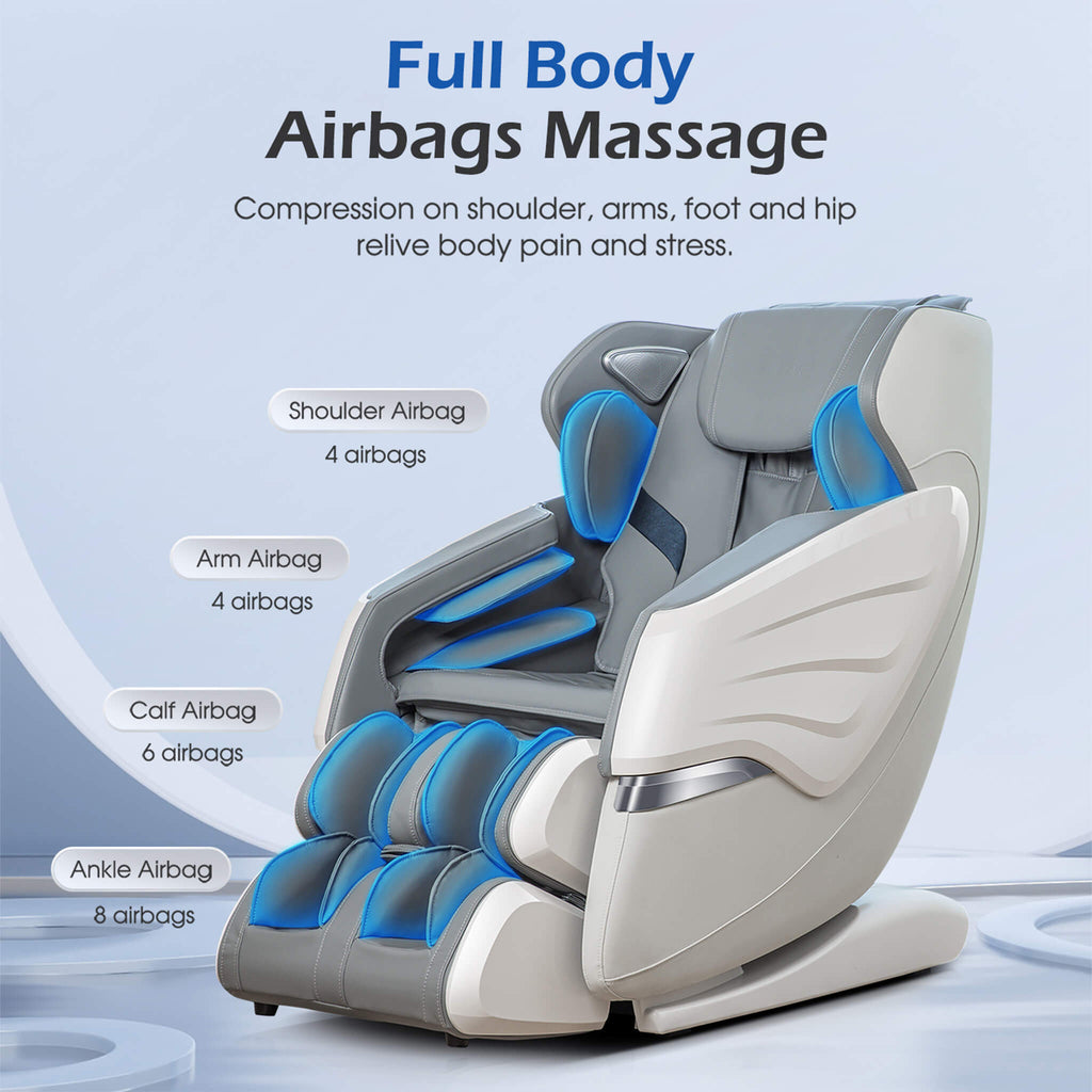 Bosscare Premium Full Body Zero Gravity Massage Chair With Ai Voice And App Control, Gray (SAK35970) SAKSBY WHOLESALE