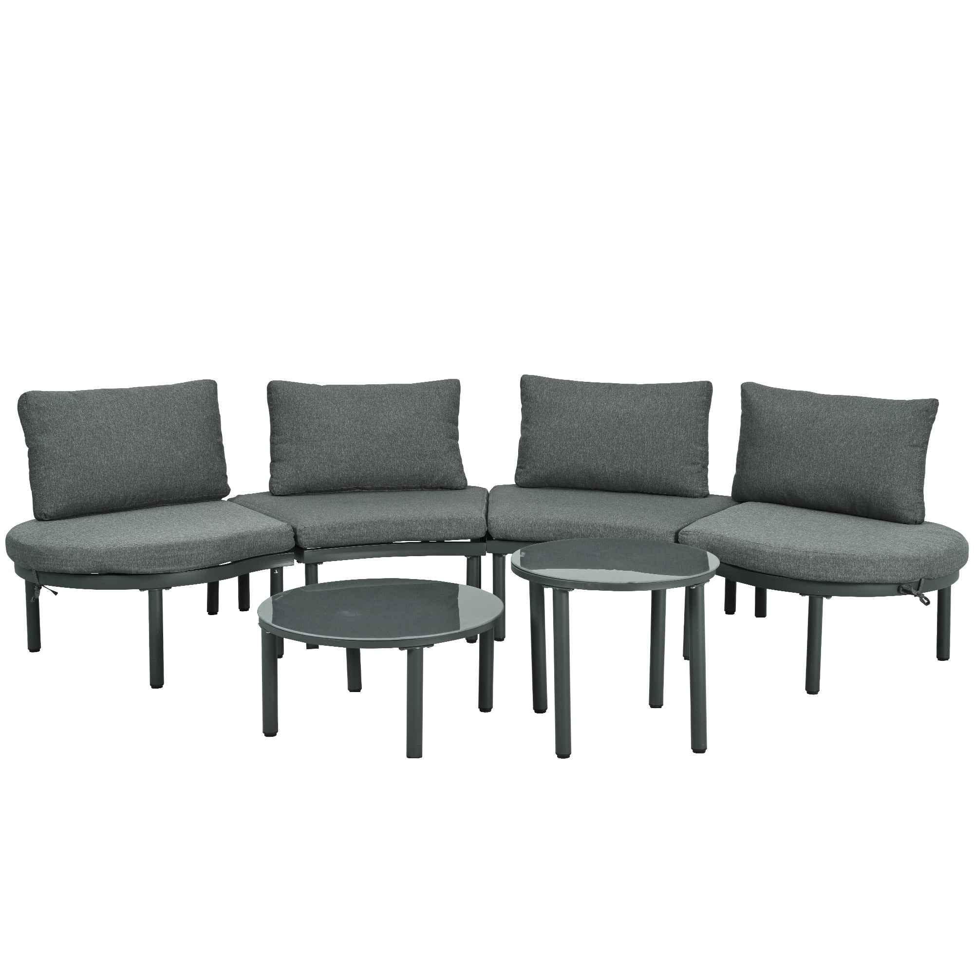 6-Piece Patio Sofa Furniture Set, Half Moon Outdoor Sectional Sofa Trustymall