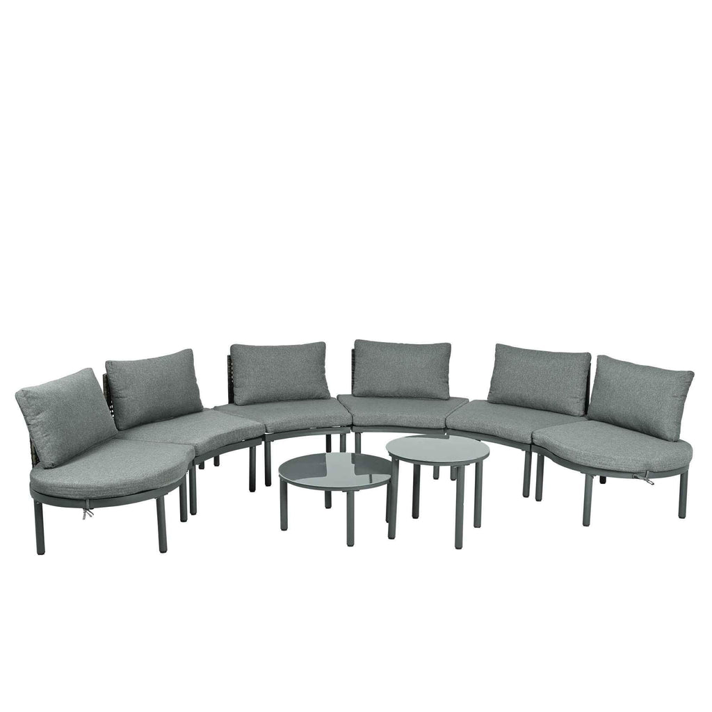 8-Piece Patio Sofa Furniture Set, Half Moon Outdoor Sectional Sofa Trustymall