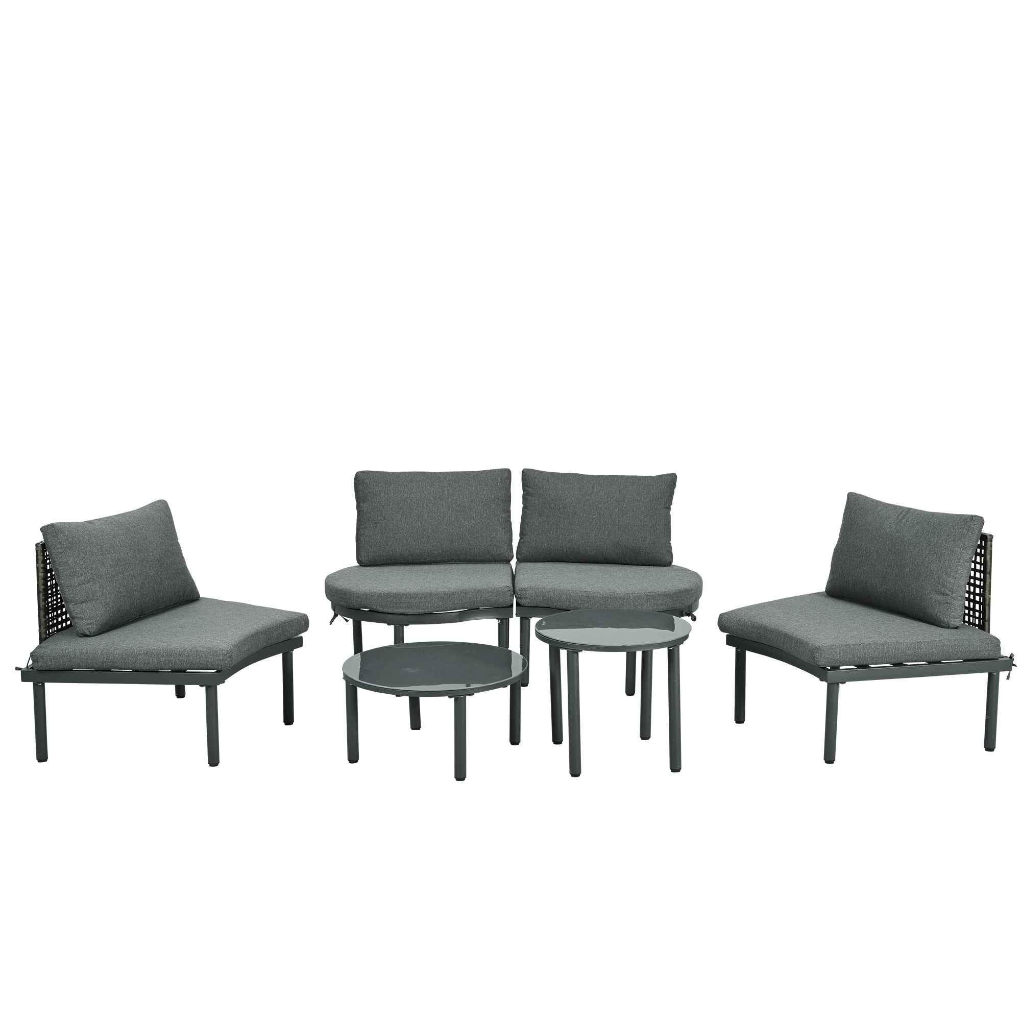 6-Piece Patio Sofa Furniture Set, Half Moon Outdoor Sectional Sofa Trustymall