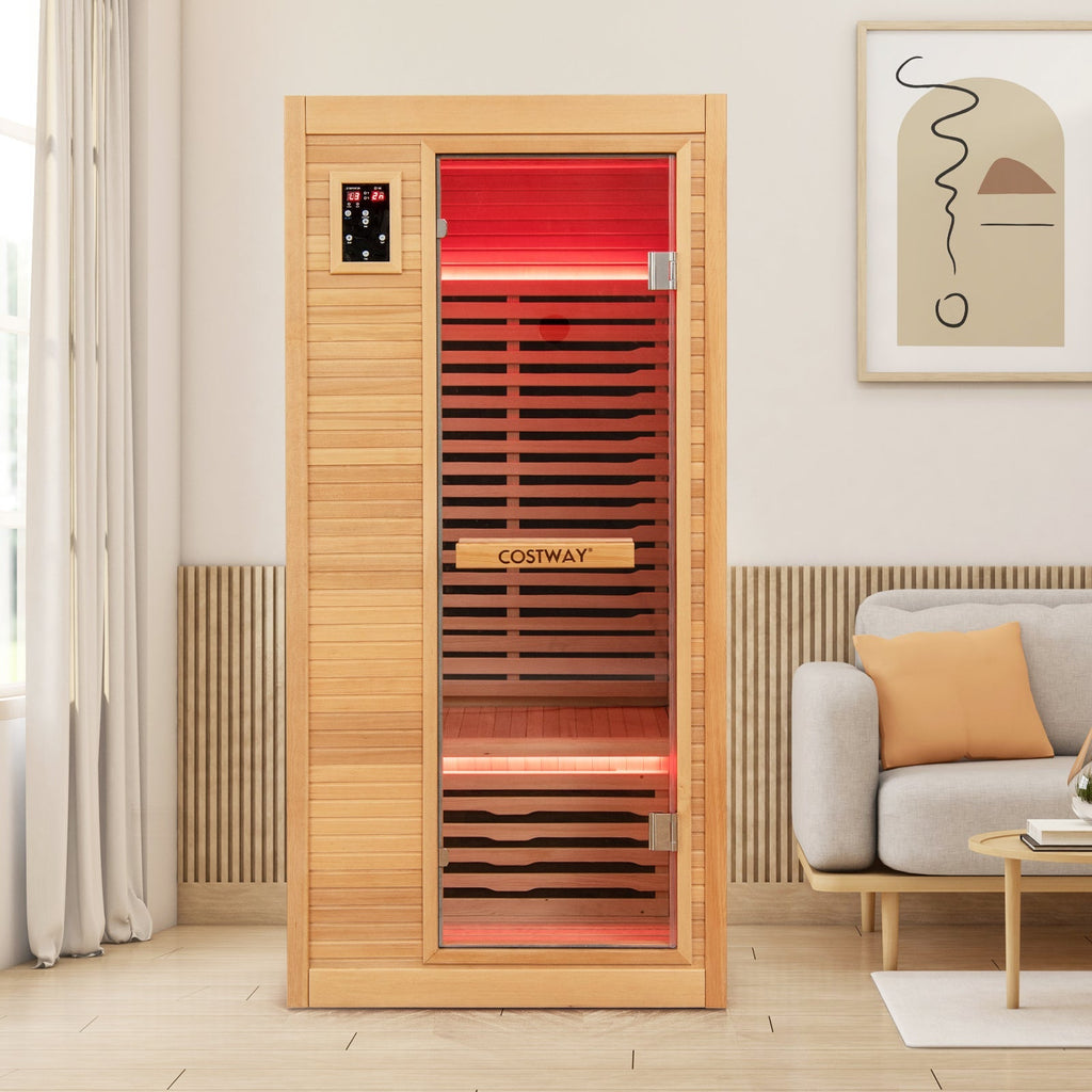 Far Infrared Wooden Sauna Room with Bluetooth Speakers and Oxygen Ionizer for 1-2 person Gamba Beauty