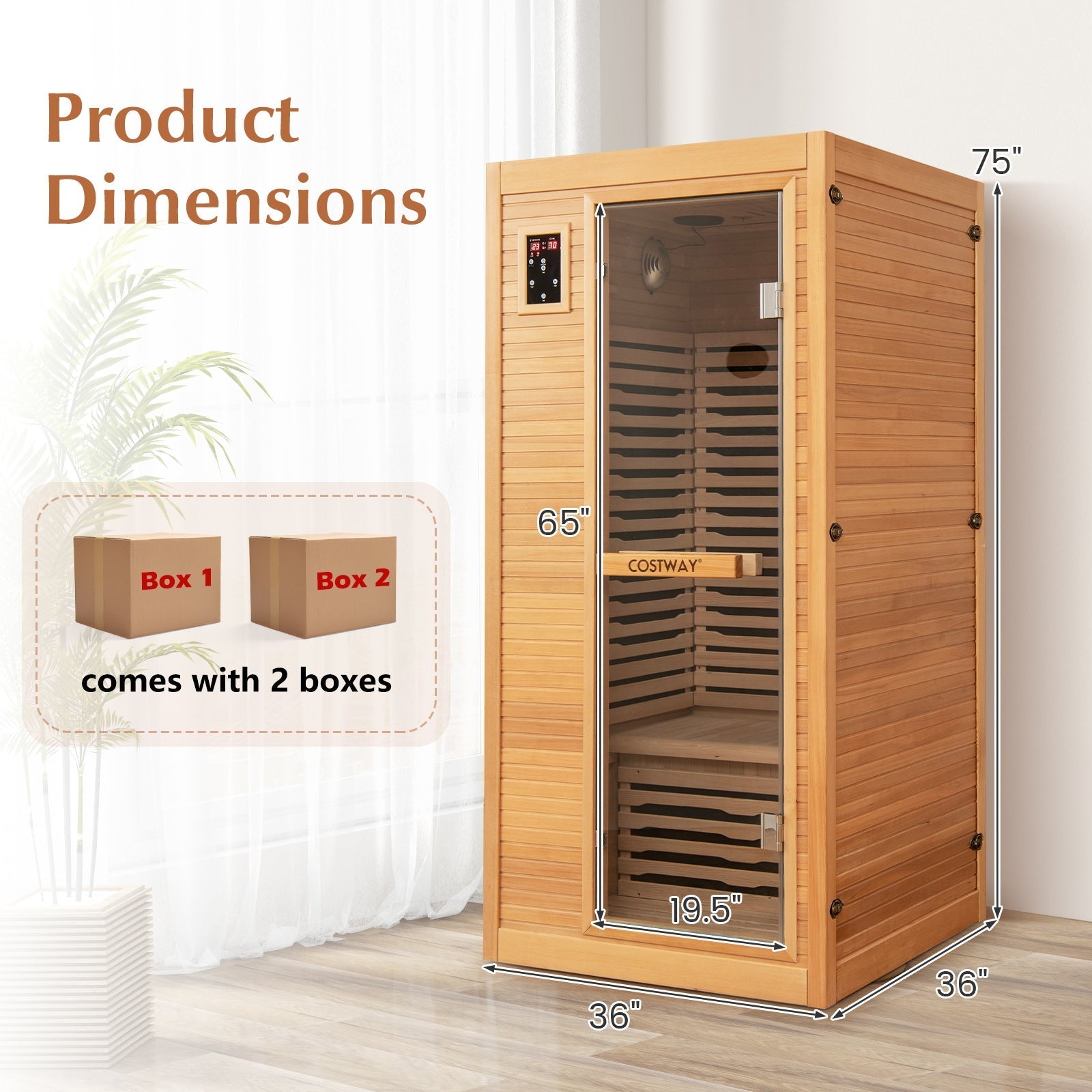 Far Infrared Wooden Sauna Room with Bluetooth Speakers and Oxygen Ionizer for 1-2 person Gamba Beauty